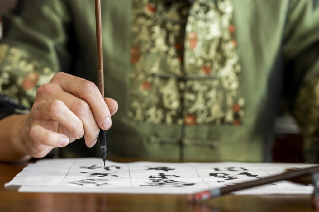 Mandarin teacher guiding small group in Burnaby language class